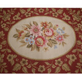 NEW Traditional Floral Needlepoint Rug Handmade Red Cream Wool Area Rug- 91x152cm