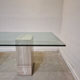 Italian Travertine Diningtable with Glass Top 1970s