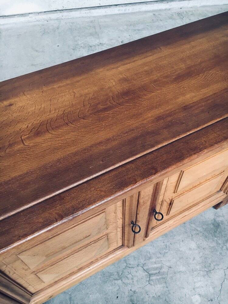 Brutalist Handcrafted Oak 2 Door Cabinet, Belgium, 1950s