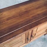 Brutalist Handcrafted Oak 2 Door Cabinet, Belgium, 1950s