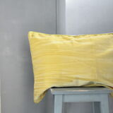 Coussin double unique jaune gris en velours épais d'ameublement 65x50cm