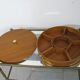 Mid century sewing box with / asystent / Service platform  teak 1960/70s