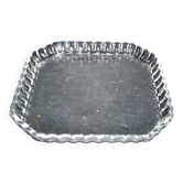 Plateau carré ancien en verre moulé - service à liqueur ou à fruit 21.5cm