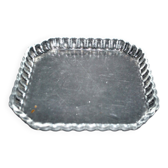 Old square tray in molded glass - liquor or fruit service 21.5cm
