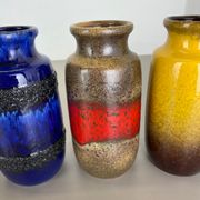 Set of Four Vintage Pottery Fat Lava Vases Made by Scheurich, Germany, 1970s