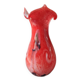 Large Floral Ball Vase/Kaysersberg Art Glassware. Speckled/Volutes