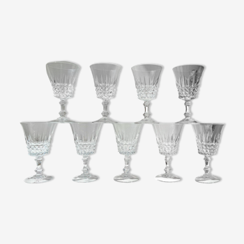 9 white wine glasses cristal d'Arques model tuileries