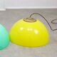 Vintage Italian Brass and Yellow Plexiglas Pendant Lamp