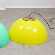 Vintage Italian Brass and Yellow Plexiglas Pendant Lamp