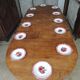 Oval oak six-legged table