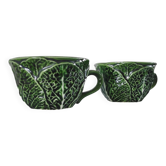 Pair of earthenware cups "Cabbage Leaf" - Caldas da Rainha
