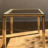 Coffee table in ivory and brass metal and smoked glass, 1970s/80s