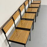 6 old metal and wood chairs, Italian design from the 80s, vintage
