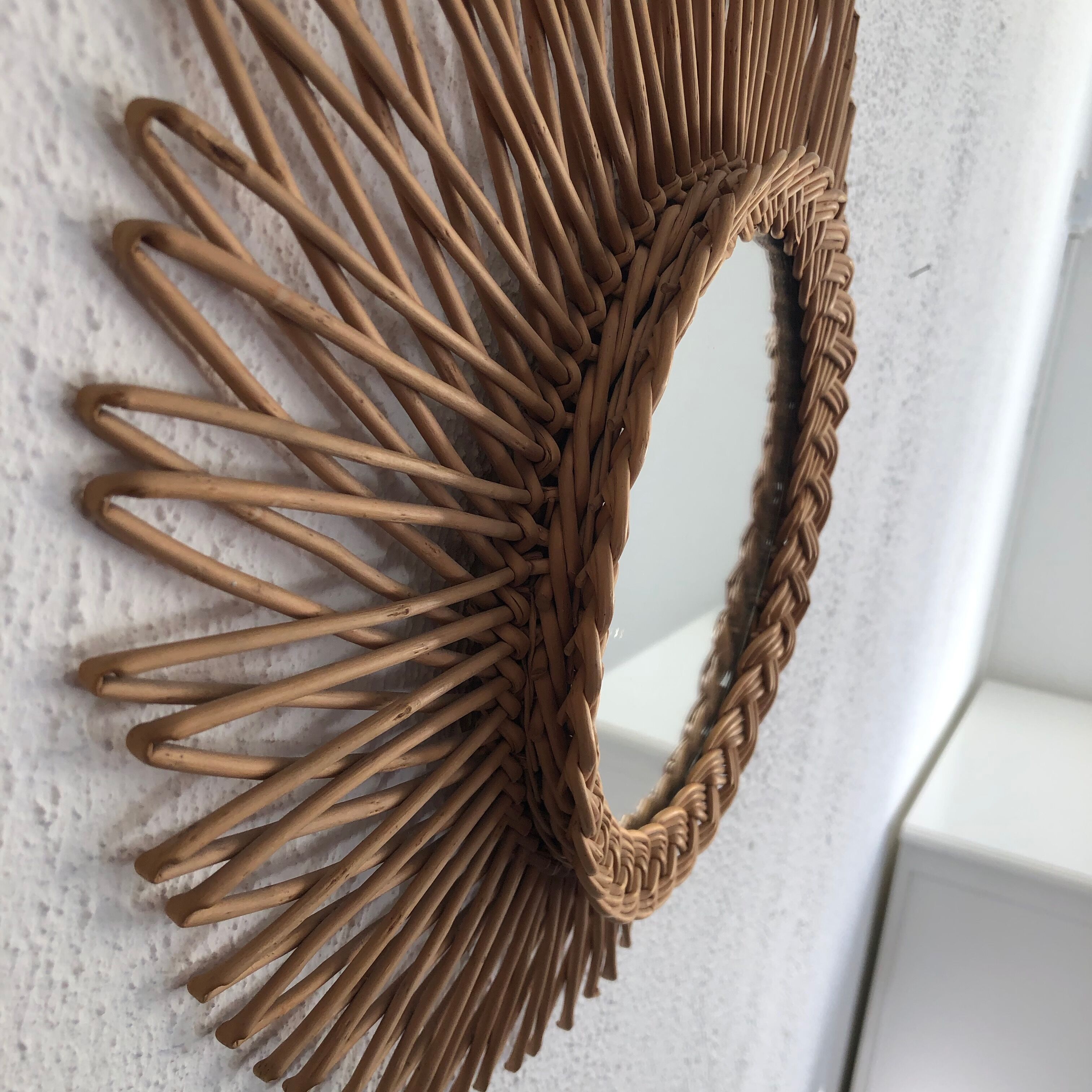 Vintage rattan sun mirror 1960 - 50 x45 cm