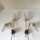 Pair of vintage brass double wall light design 60 years