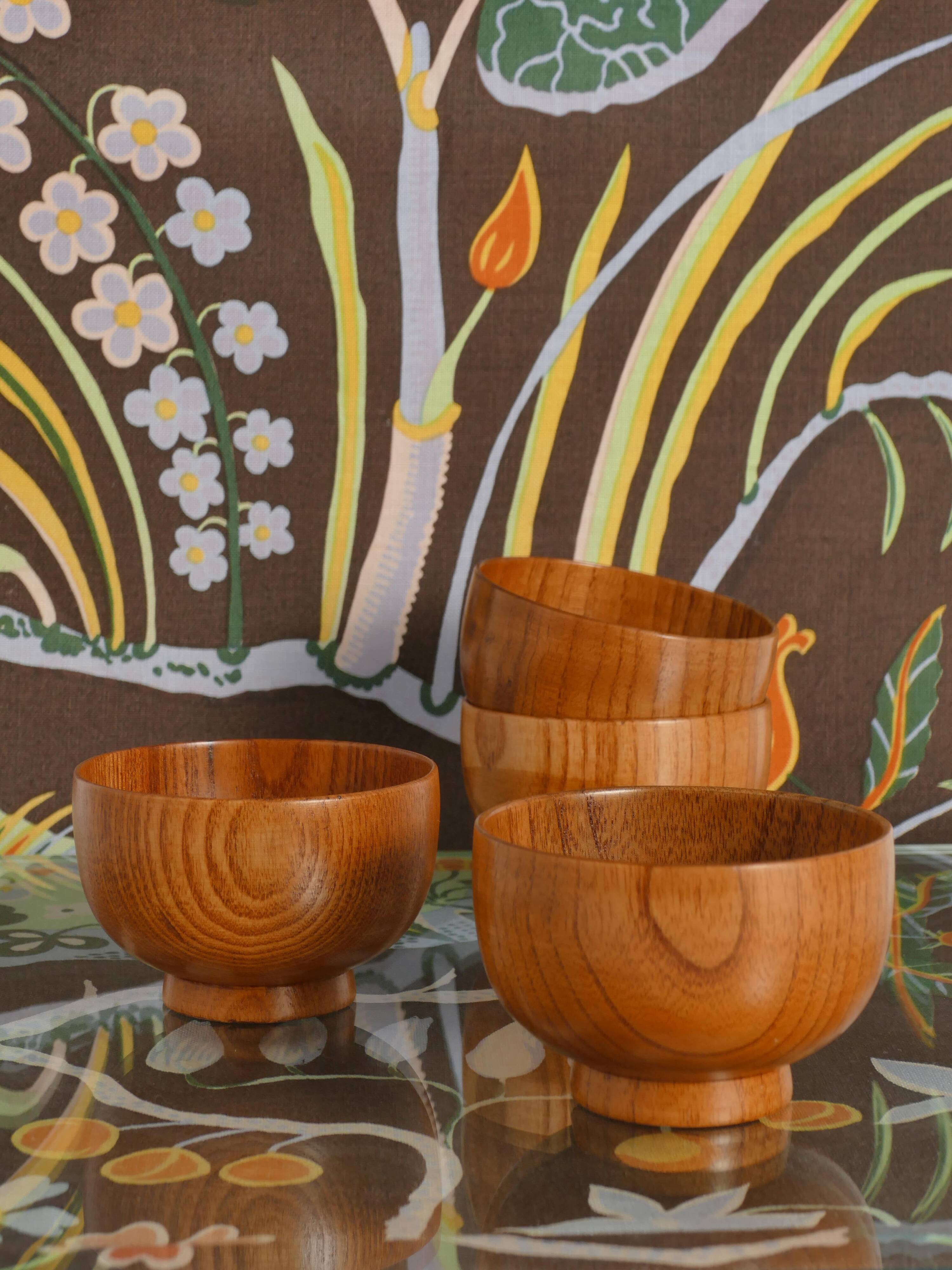 Mid-Century Modern Teak Wood Bowls, Sweden, Set of 4