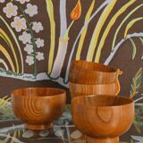 Mid-Century Modern Teak Wood Bowls, Sweden, Set of 4