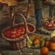 Old painting signed A. Dumini "Preparing for the Market" 19th century