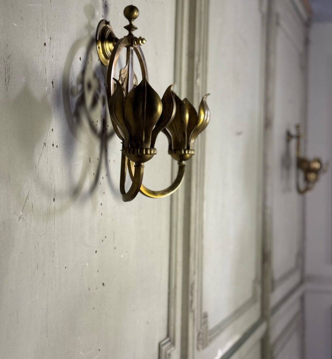 Pair of gilt bronze wall sconces circa 1900