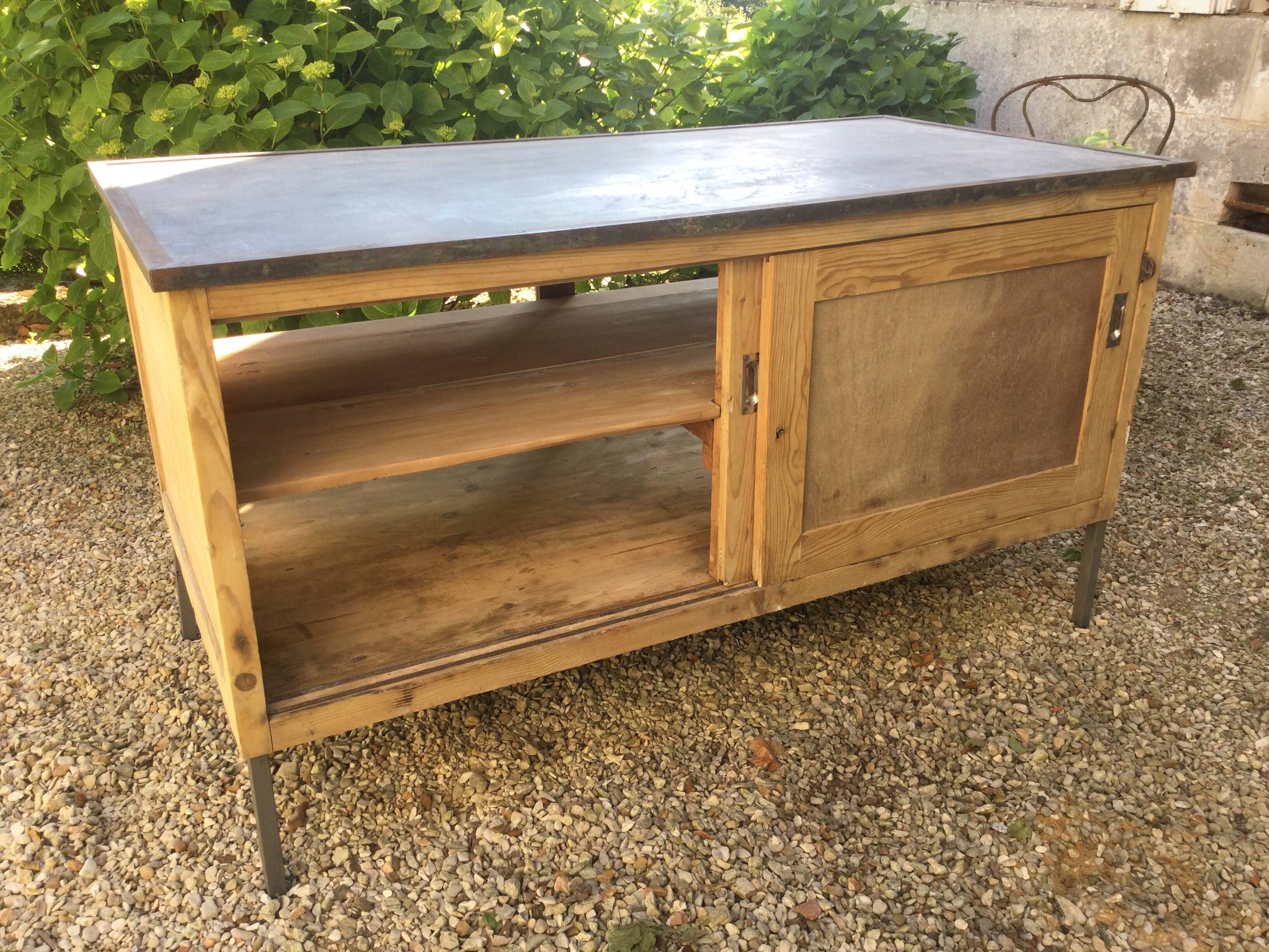 Antique workshop cabinet with sliding doors