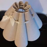 Ceramic table lamp with fish and plant decor and its lampshade