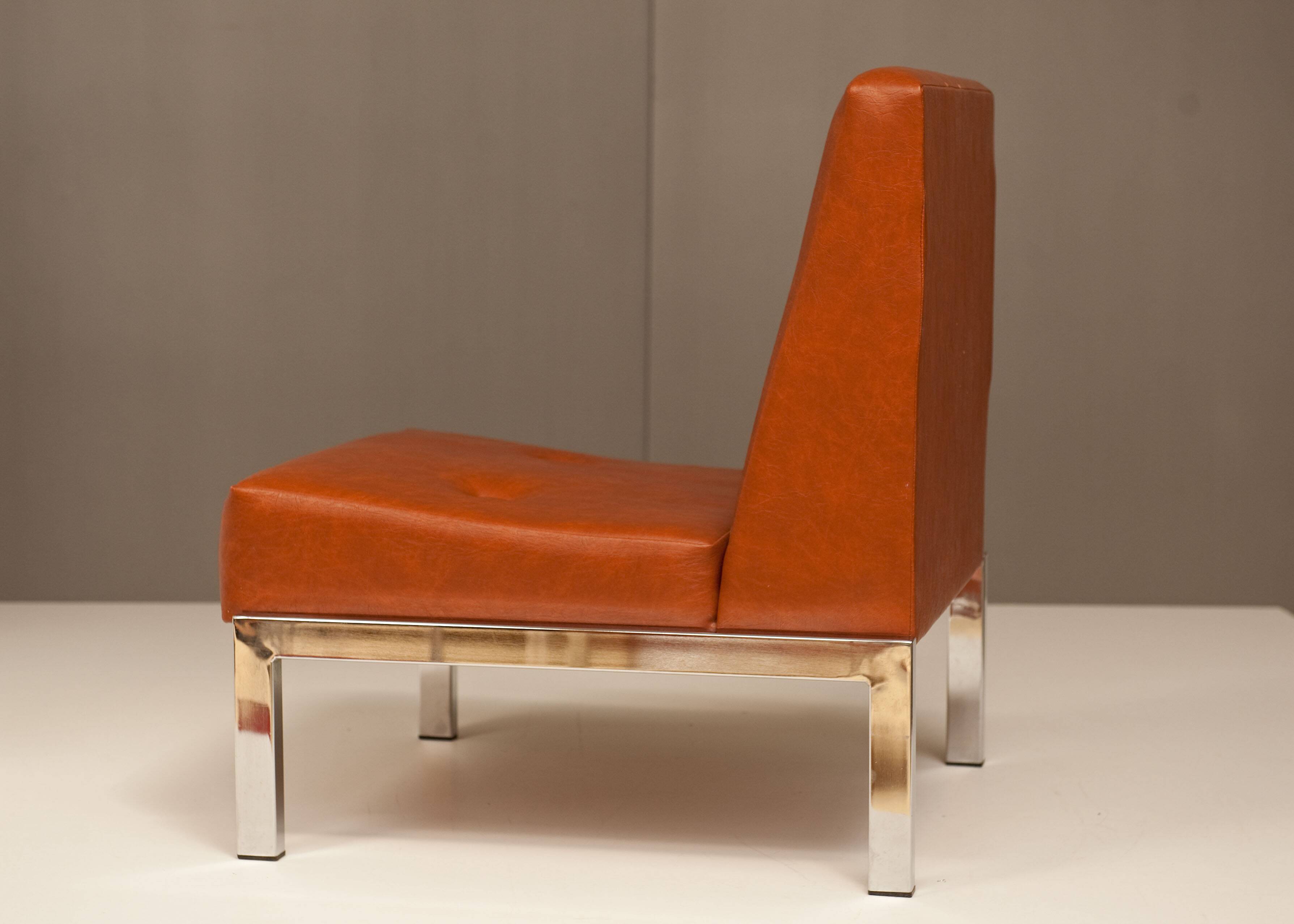 Pair of armchairs in leatherette and chrome from the 70s