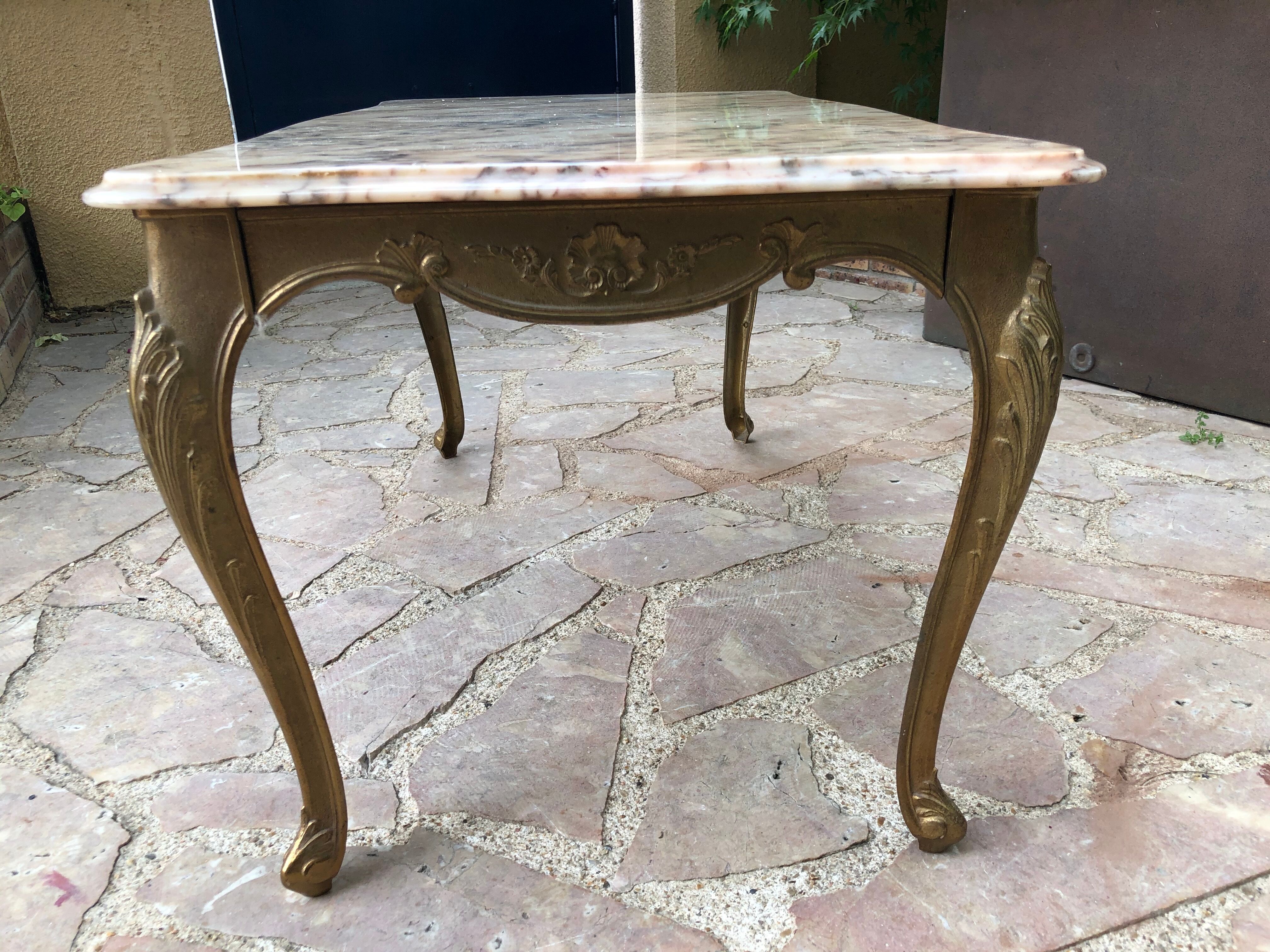Gold bronze and marble coffee table