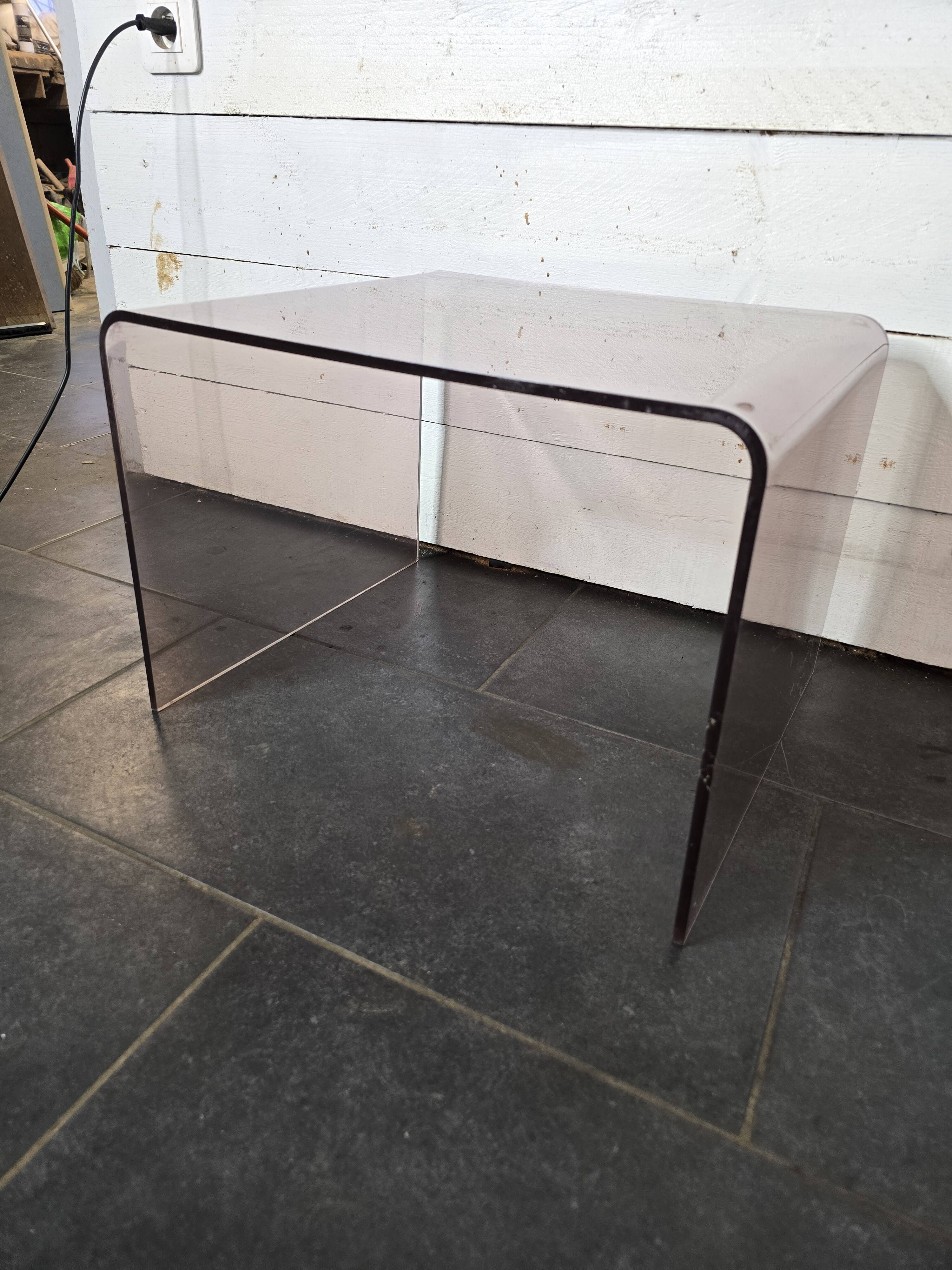 Smoked plexiglass side table from the 70s