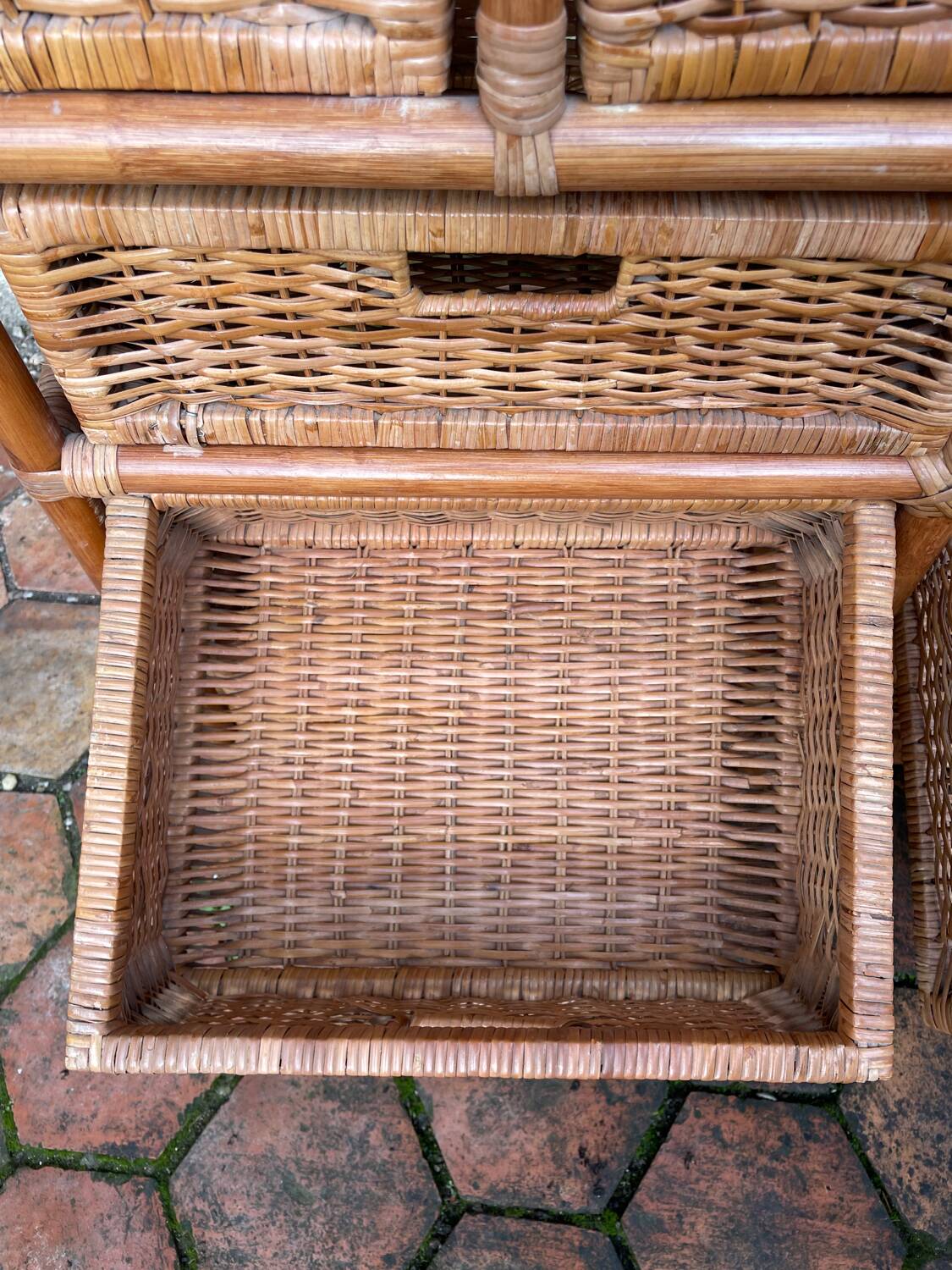Vintage rattan chest of drawers
