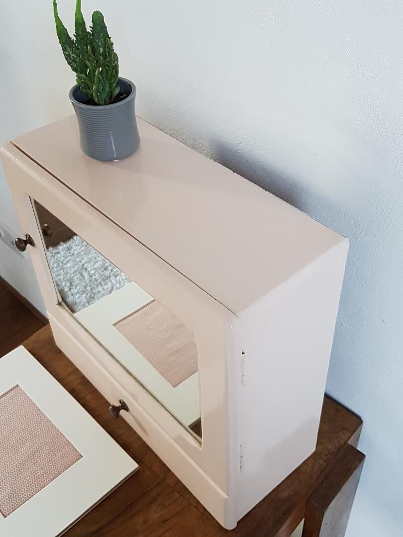 Vintage powder pink medicine cabinet