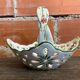 Vintage white openwork ceramic basket with flower decoration for lancel