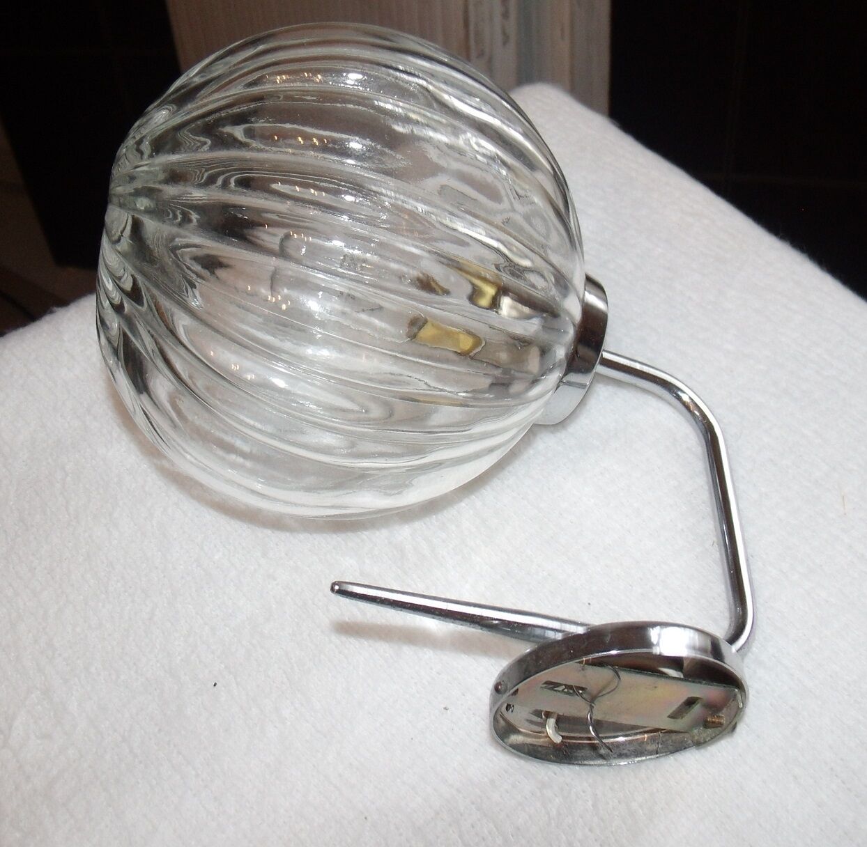 Pair of 1970 chrome and glass sconces