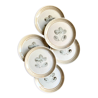 6 Sarreguemines flat plates in beige glazed stoneware