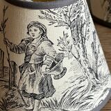 3 abats-jours en toile de Jouy grise et beige