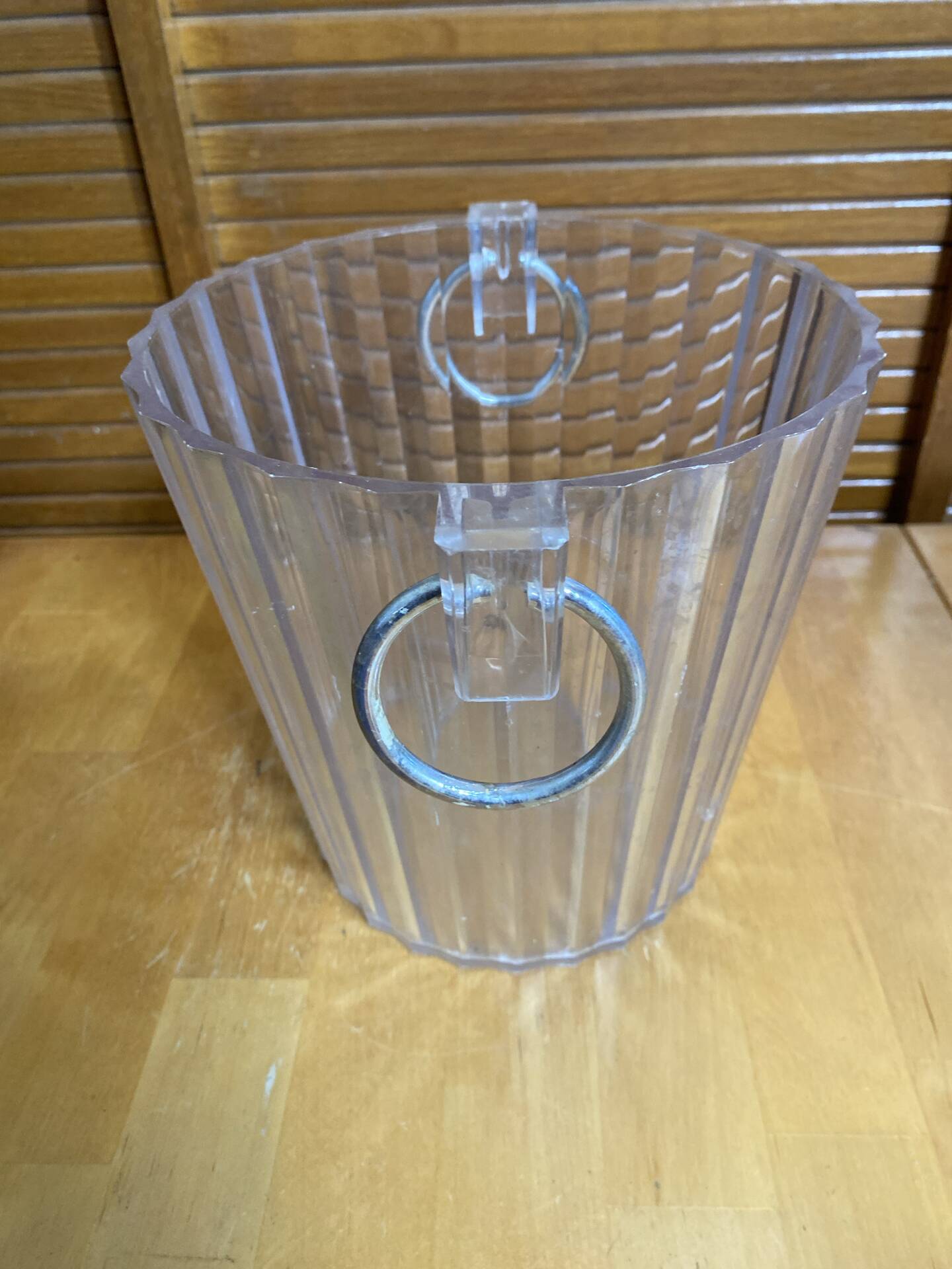 Vintage White Lucite Champagne Bucket FOUSSY Plexi + Metal Handles