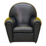 Poltrona Frau “Vanity Fair” XC Armchair in Genuine Black Leather.