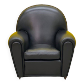 Poltrona Frau “Vanity Fair” XC Armchair in Genuine Black Leather.