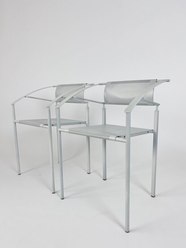 Fauteuils vintage en métal 'Carrè VI' par Fly Line Italie années 1990