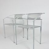 Vintage ‘Carrè VI’ metal arm chairs by Fly Line Italy 1990s