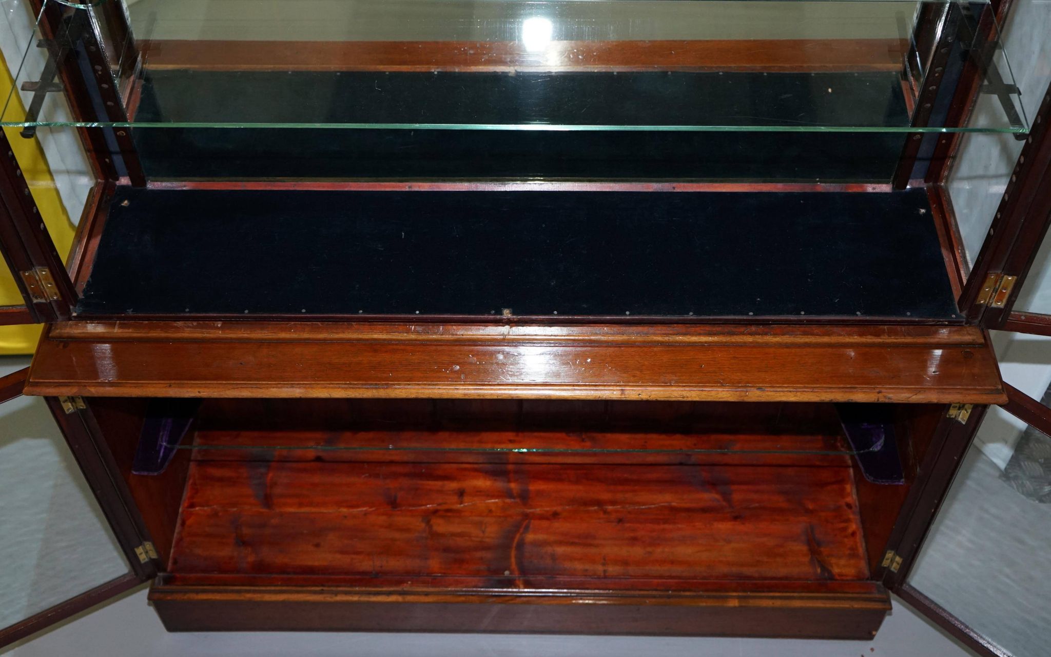 Rare glass-fronted Victorian apothecary cabinet.