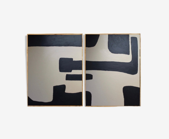 Set de deux toiles abstraites