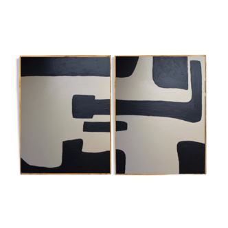 Set of two abstract canvases