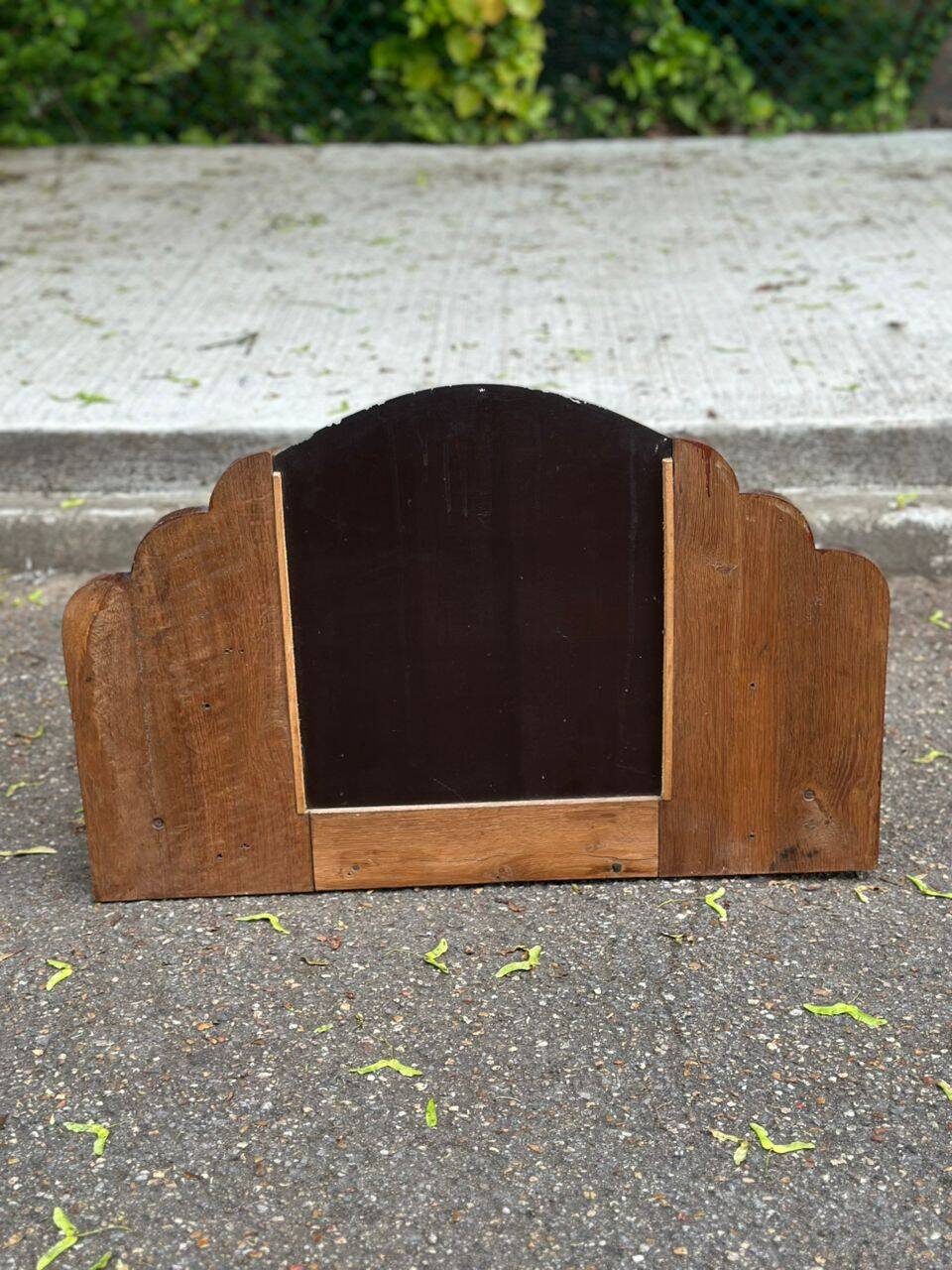 Art Deco dressing table mirror from the 1950s in solid oak.