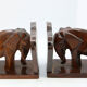 Pair of 2 art deco wooden elephant bookends