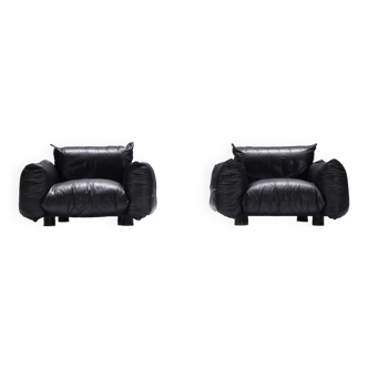 Rare ensemble de fauteuils lounge Marenco en cuir par Mario Marenco pour ARFLEX Italie