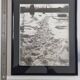 Vintage silver print of a snowy landscape with a dog, framed 32x39 cm.