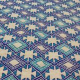 Tapis bleu multicolore fait main 152x275cm