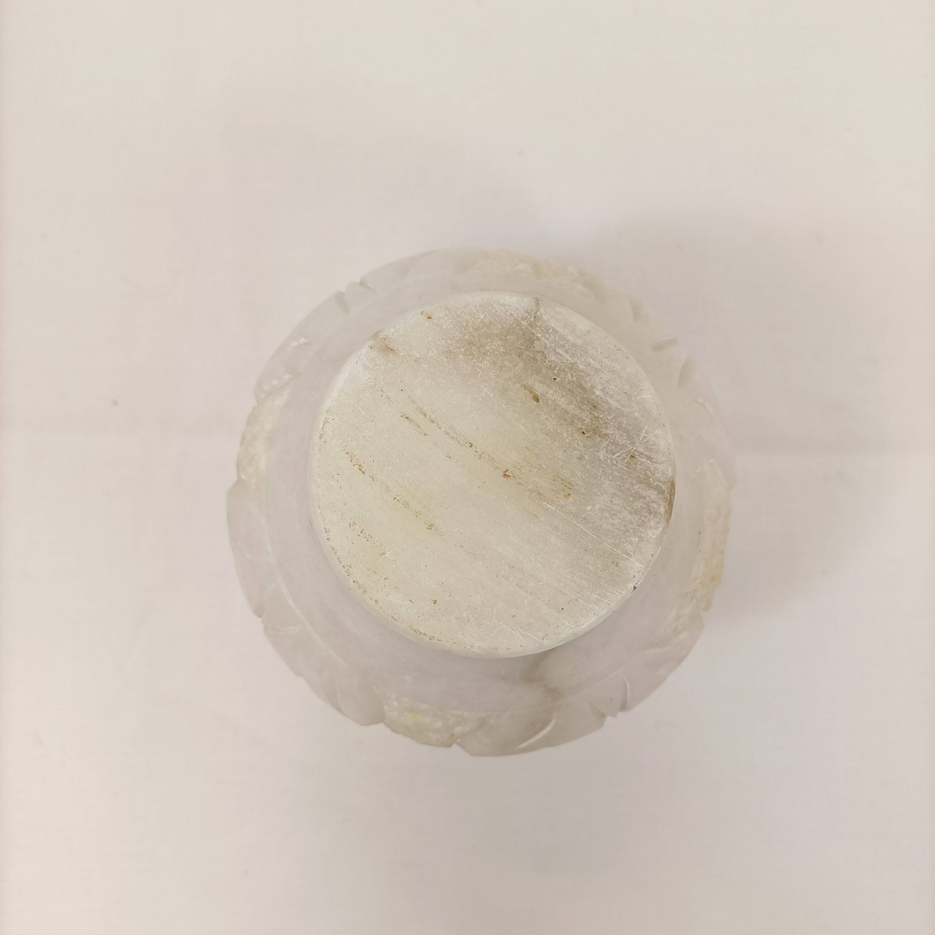 White alabaster vase – Unique piece Natural stone decoration