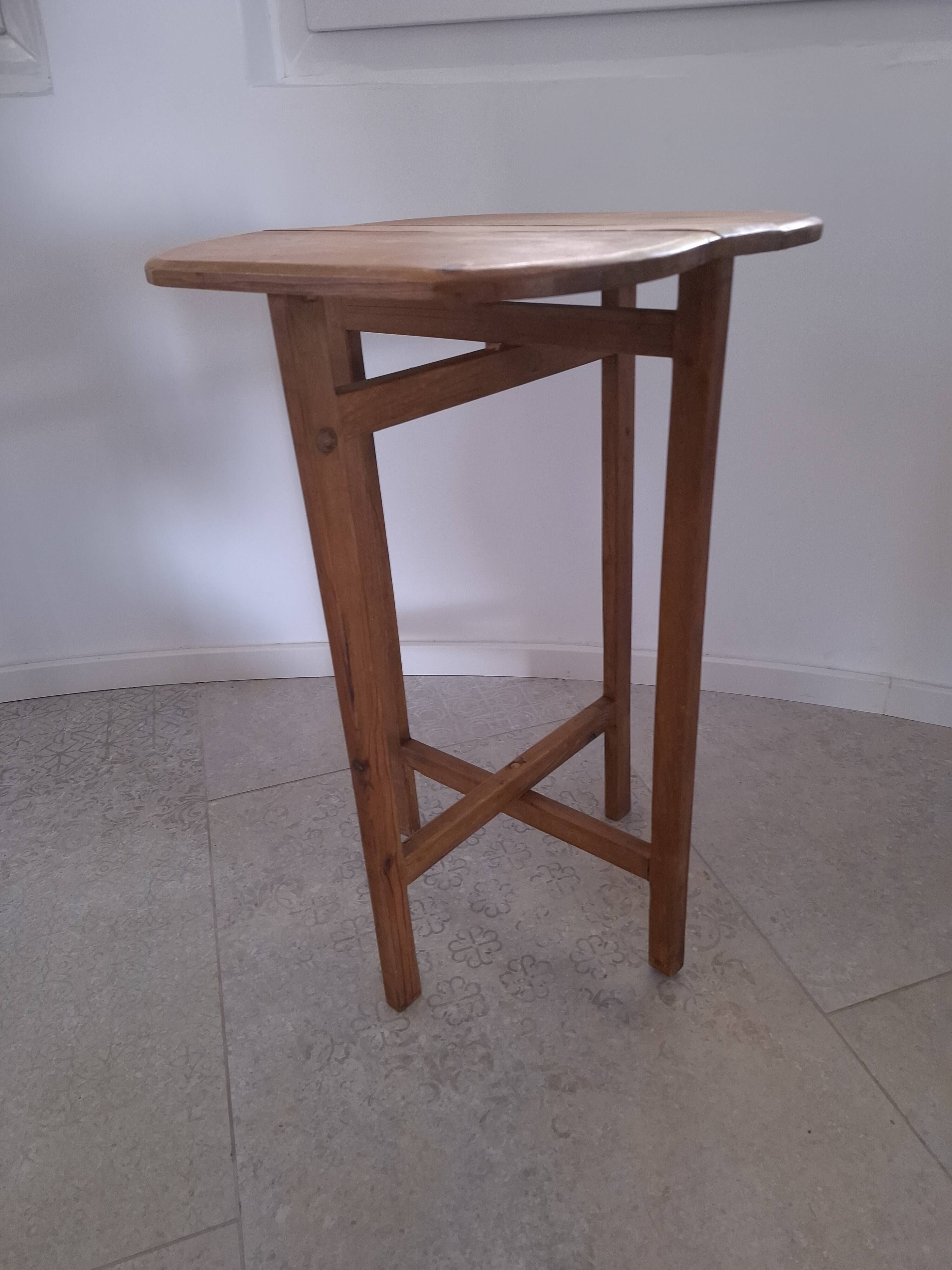 Folding wooden side table