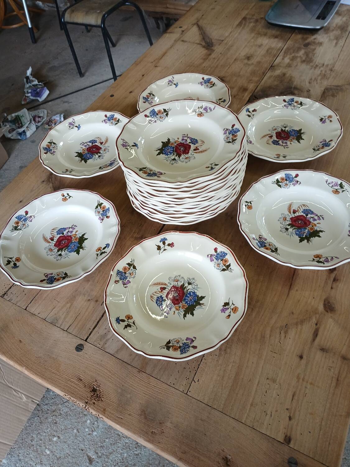 21 old Sarreguemines soup plates